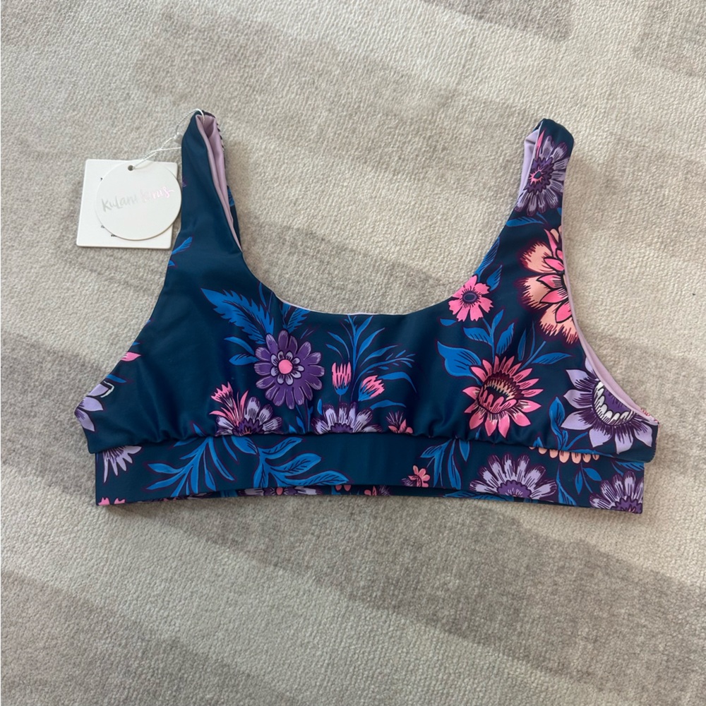 Kulani Kinis Women’s Crop Swimsuit Top Capri Floral NWT (Size L)